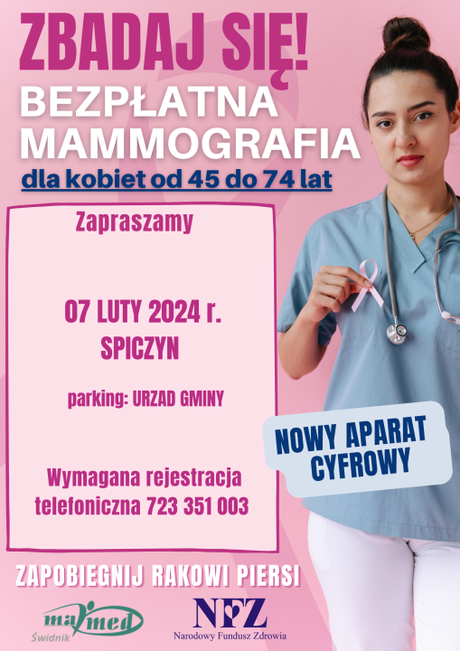 Miniaturka artykułu Darmowa mammografia w Gminie Spiczyn