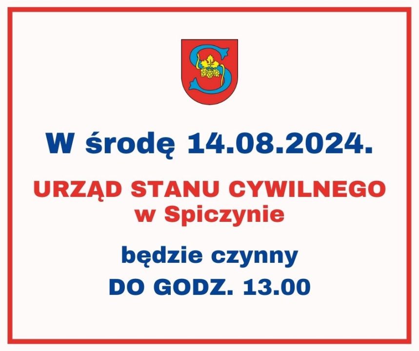 Miniaturka artykułu W środę USC w Spiczynie będzie czynny do g. 13